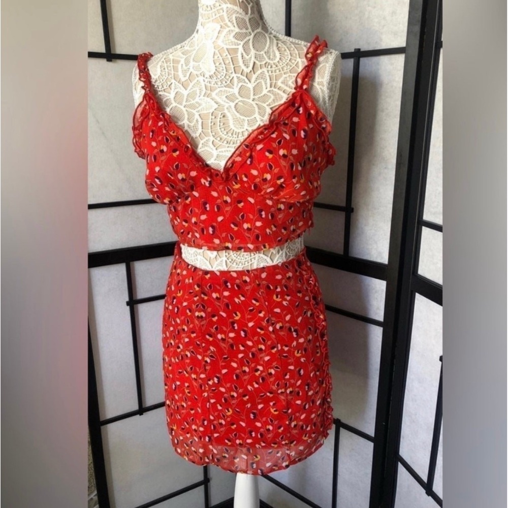Emory Park Vibrant Red Patterned Mini Skirt